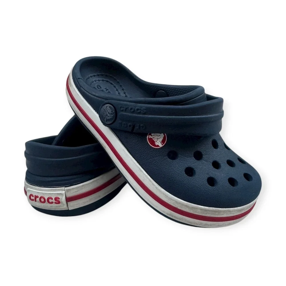 Kids Navy Blue Crocs Classic Lined Clogs Size 7‎ Comfort Shoes
